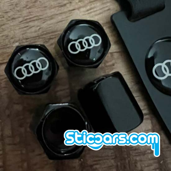 Audi Ventieldopjes met sleutelhanger wit