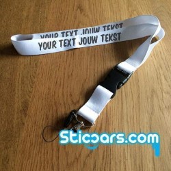 Keycord wit met eigen tekst  Keycord wit met eigen tekst