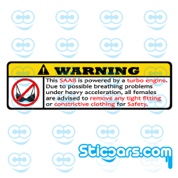 3409 warning Saab turbo 12 x 3,5 cm full color 3409 warning Saab turbo 12 x 3,5 cm full color
