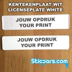 Kentekenplaat wit met eigen tekst sticker Kentekenplaat wit met eigen tekst sticker