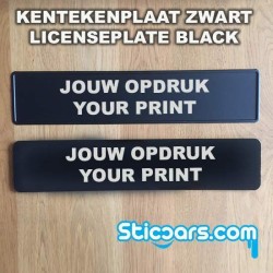 Kentekenplaat zwart met eigen tekst sticker Kentekenplaat zwart met eigen tekst sticker