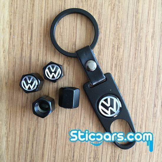 Volkswagen VW Ventieldopjes met sleutelhanger nr78