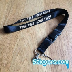 Keycord zwart met eigen tekst  Keycord zwart met eigen tekst